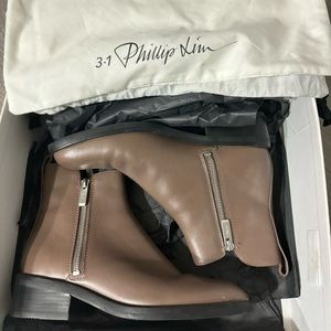 3.1 Phillip Lim Alexa Leather Ankle Boots color taupe